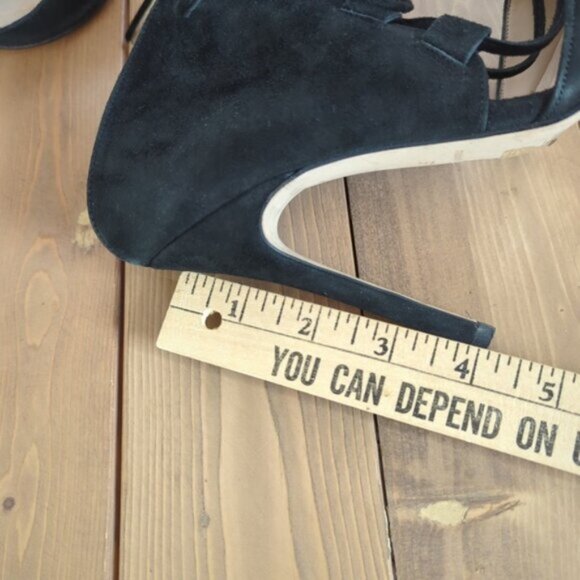 TopShop Black Strappy Faux Suede Lace up Heels 38/7.5 US - Picture 11 of 15